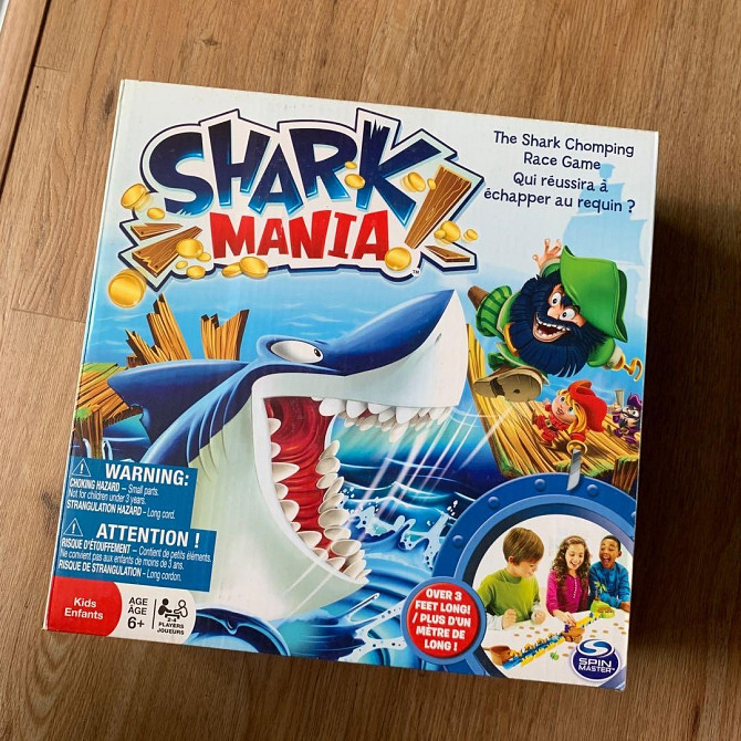 Cartoon shark-themed children's game